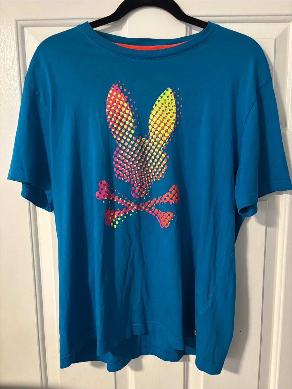 Psycho Bunny Men’s Hindes Graphic Tee Seaport Blue Bunny Skull & Crossbone Large